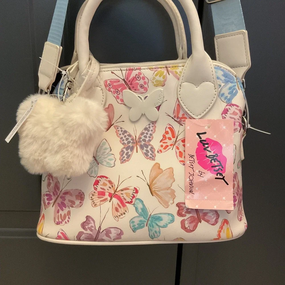 Luv Betsey by Betsey Johnson Butterfly Satchel Crossbody Bag White Multi NWT